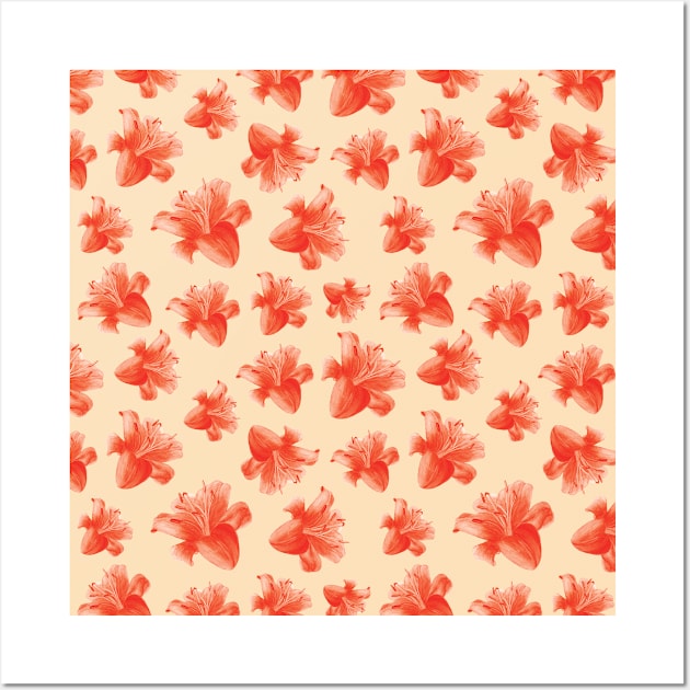 Watercolor flower pattern - red and beige Wall Art by VeraAlmeida